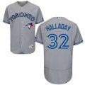 Mens Majestic Toronto Blue Jays #32 Roy Halladay Grey Flexbase Authentic Collection MLB Jersey