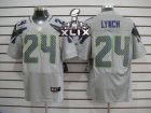 2015 Super Bowl XLIX Nike NFL Seattle Seahawks #24 Marshawn Lynch Grey Jerseys(Elite)