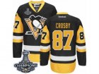 Youth Reebok Pittsburgh Penguins #87 Sidney Crosby Premier Black Gold Third 2017 Stanley Cup Champions NHL Jersey