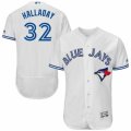 Mens Majestic Toronto Blue Jays #32 Roy Halladay White Flexbase Authentic Collection MLB Jersey