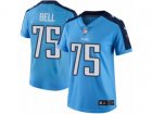 Women Nike Tennessee Titans #75 Byron Bell Limited Light Blue Rush NFL Jersey