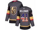 Men Adidas Vegas Golden Knights #41 Pierre-Edouard Bellemare Authentic Gray USA Flag Fashion NHL Jersey