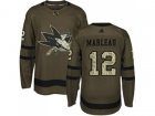 Youth Adidas San Jose Sharks #12 Patrick Marleau Green Salute to Service Stitched NHL Jersey