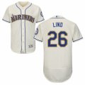 Mens Majestic Seattle Mariners #26 Adam Lind Cream Flexbase Authentic Collection MLB Jersey