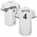Men's Majestic Milwaukee Brewers #4 Paul Molitor White Royal Flexbase Authentic Collection MLB Jersey