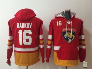 Panthers #16 Aleksander Barkov Red All Stitched Hooded Sweatshirt