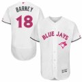 Mens Majestic Toronto Blue Jays #18 Darwin Barney Authentic White 2016 Mothers Day Fashion Flex Base MLB Jersey