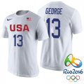Paul George USA Dream Twelve Team #13 2016 Rio Olympics White T-Shirt