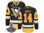 Mens Reebok Pittsburgh Penguins #14 Chris Kunitz Premier Black Gold Third 2017 Stanley Cup Champions NHL Jersey