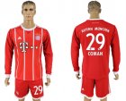 2017-18 Bayern Munich 29 COMAN Home Long Sleeve Soccer Jersey