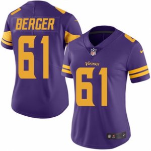 Women\'s Nike Minnesota Vikings #61 Joe Berger Limited Purple Rush NFL Jersey