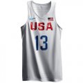 Men's Nike Team USA #13 Paul George Authentic White 2016 Olympic Basketball Jersey