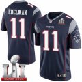 Youth Nike New England Patriots #11 Julian Edelman Elite Navy Blue Team Color Super Bowl LI 51 NFL Jersey