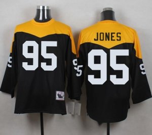 Mitchell And Ness 1967 Pittsburgh Steelers #95 Jarvis Jones Black Yelllow Throwback Men Stitched NFL Jersey