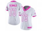 Women Nike Philadelphia Eagles #73 Isaac Seumalo Limited White-Pink Rush Fashion NFL Jersey