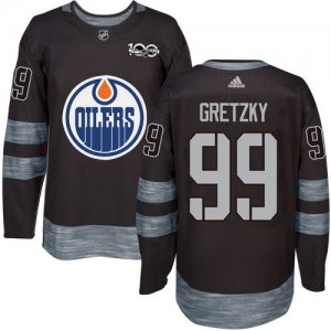Mens Edmonton Oilers #99 Wayne Gretzky Black 1917-2017 100th Anniversary Stitched NHL Jersey