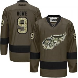 Detroit Red Wings #9 Gordie Howe Green Salute to Service Stitched NHL Jersey