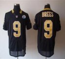 Nike Saints #9 Drew Brees Black With Hall of Fame 50th Patch NFL Elite Jersey