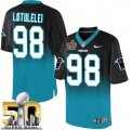 Nike Carolina Panthers #98 Star Lotulelei BlackBlue Super Bowl 50 Men Stitched NFL Elite Fadeaway Fashion Jersey