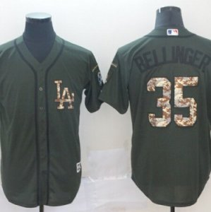 Dodgers #35 Cody Bellinger Olive Camo Salute To Service Cool Base Jersey