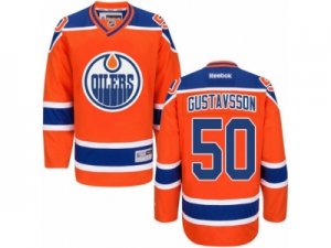 Mens Reebok Edmonton Oilers #50 Jonas Gustavsson Authentic Orange Third NHL Jersey