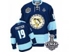Mens Reebok Pittsburgh Penguins #19 Bryan Trottier Premier Navy Blue Third Vintage 2017 Stanley Cup Final NHL Jersey