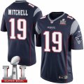 Youth Nike New England Patriots #19 Malcolm Mitchell Elite Navy Blue Team Color Super Bowl LI 51 NFL Jersey