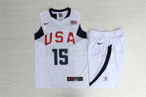 Team USA Basketball #15 Carmelo Anthony White Nike Stitched Jersey(With Shorts)