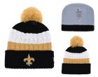 Saints Fresh Logo Black Cuffed Pom Knit Hat YD