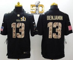 Nike Carolina Panthers #13 Kelvin Benjamin Black Super Bowl 50 Men\'s Stitched NFL Limited Salute to Service Jersey