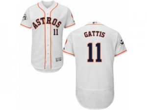 Houston Astros #11 Evan Gattis Authentic White Home 2017 World Series Bound Flex Base MLB Jersey