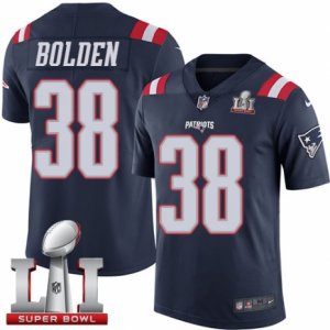 Mens Nike New England Patriots #38 Brandon Bolden Limited Navy Blue Rush Super Bowl LI 51 NFL Jersey