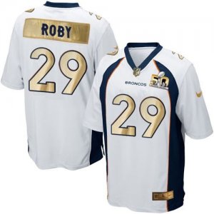 Nike Denver Broncos #29 Bradley Roby White Men Stitched NFL Game Super Bowl 50 Collection Jersey
