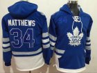 Mens Toronto Maple Leafs #34 Auston Matthews Blue 2017 Hooded Sweatshirt Stitched NHL Jersey
