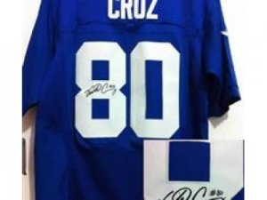 Nike NFL New York Giants #80 Victor Cruz Blue Jerseys(Signed Elite)