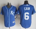 Kansas City Royals #6 Lorenzo Cain Blue Alternate 2 New Cool Base W 2015 World Series Patch Stitched MLB Jersey