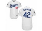 Los Angeles Dodgers #42 Jackie Robinson Authentic White Home 2017 World Series Bound Flex Base MLB Jersey