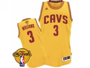 Mens Adidas Cleveland Cavaliers #3 Derrick Williams Swingman Gold Alternate 2017 The Finals Patch NBA Jersey