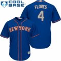 Mens Majestic New York Mets #4 Wilmer Flores Authentic Royal Blue Alternate Road Cool Base MLB Jersey
