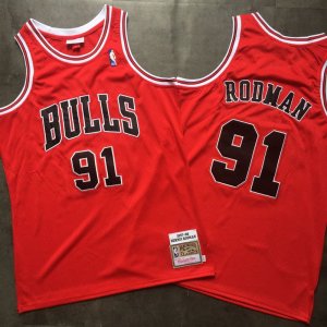Bulls #91 Dennis Rodman Red 1997-98 Hardwood Classics Mesh Jersey