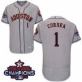 Astros #1 Carlos Correa Grey Flexbase Authentic Collection 2017 World Series Champions Stitched MLB Jersey