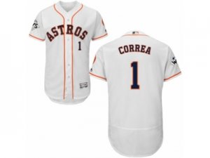 Houston Astros #1 Carlos Correa Authentic White Home 2017 World Series Bound Flex Base MLB Jersey