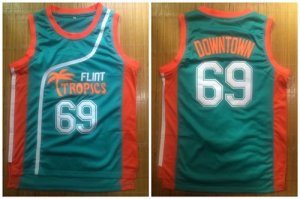 Flint Tropics #69 Downtown Malone Green Semi Pro Movie Stitched Basketball Jersey