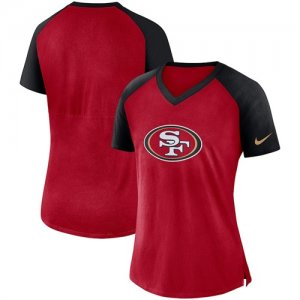 San Francisco 49ers Nike Womens Top V Neck T-Shirt Scarlet Black