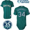 mlb Seattle Mariners #34 Hernandez green[35th Anniversary]