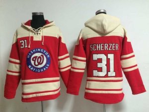 MLB washington nationals #31 Max Scherzer red[pullover hooded sweatshirt]