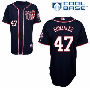 Men\'s Majestic Washington Nationals #47 Gio Gonzalez Authentic Navy Blue Alternate 2 Cool Base MLB Jersey