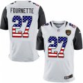 Mens Nike Jacksonville Jaguars #27 Leonard Fournette Elite White Road USA Flag Fashion NFL Jersey