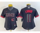 Women's Cincinnati Reds #11 Barry Larkin Black 2023 City Connect Cool Base Stitched Jersey1