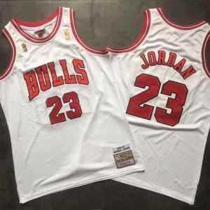 Bulls #23 Michael Jordan 1996-97 White Champions 1996-97 Hardwood Classics Mesh Jersey